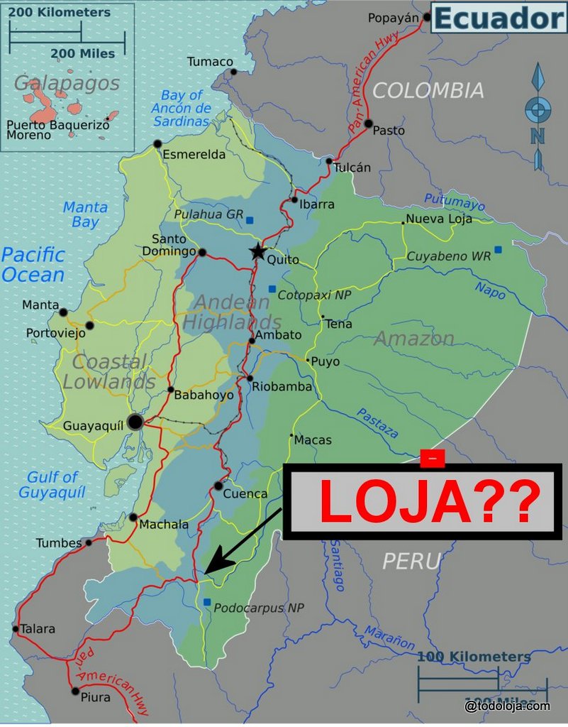Ecuador regions map sin loja